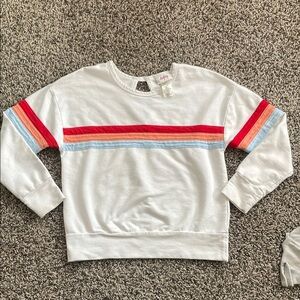 Daytrip Kids Sweatshirt with Red Orange Blue Stripes